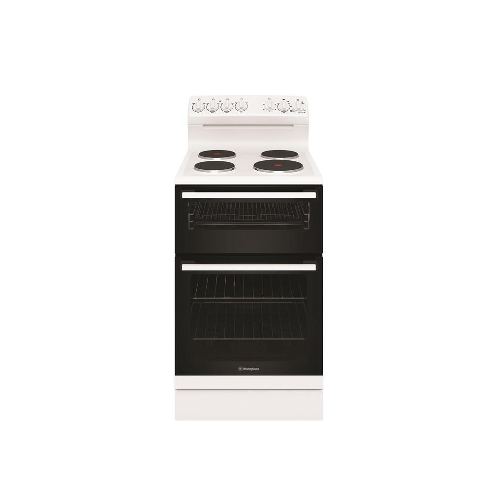 Electric Upright Cooker 54cm Seperate Grill 4 Solid Hotplates White