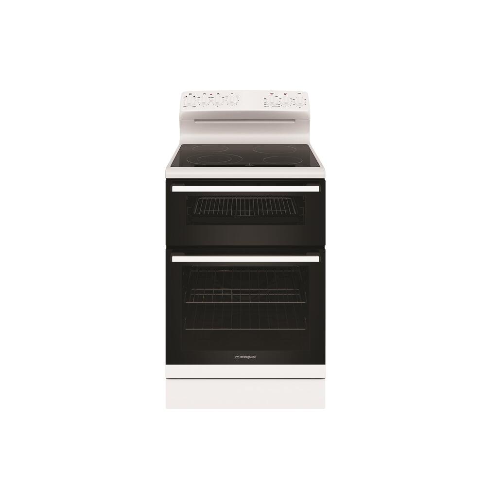 Electric Upright Cooker 60cm Fan Forced Seperate Grill 4 Zone Cermaic Cooktop White