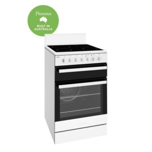 Electric Cooker 54cm Fan Forced Oven Seperate Grill 4 Zone White