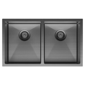 Hana 27/27L Double Kitchen Sink PVD Carbon Metal 760 x 450 x 200