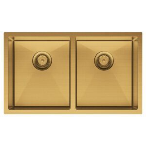 Hana 27/27L Double Kitchen Sink Rugged Brass 760 x 450 x 200