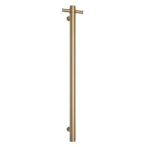 Vertical Bar Heated Towel Rail 12V Square 42x900x100mm Brushed Brass
