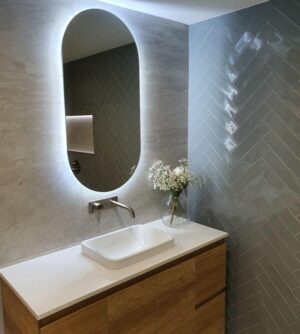 SO Range Oval Back-Lit Mirror Hard Wired Cool Light 500x1000mm