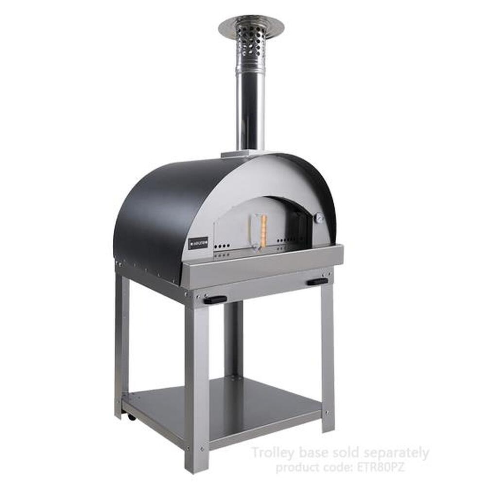 Pizza Oven Wood Fired 80x60cm S/S & Black