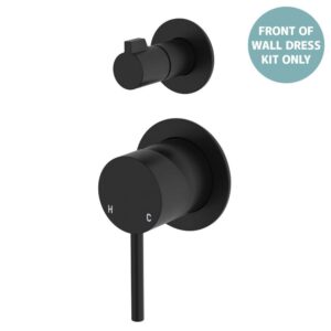 Kaya Shower Diveter Mixer Small Round Plates Matte Black Trim Kit ONLY LF