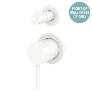 Kaya Shower Diveter Mixer Small Round Plates Matte White Trim Kit ONLY LF