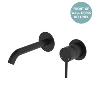 Kaya Basin/Bath Wall Mixer Round Plates 160mm Outlet Matte Black Trim Kit ONLY