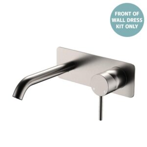 Kaya Basin/Bath Wall Mixer Rectangular Plate 160mm Outlet Brushed Nickel Trim Kit ONLY