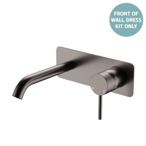 Kaya Basin/Bath Wall Mixer Rectangular Plate 160mm Outlet Gun Metal Trim Kit ONLY