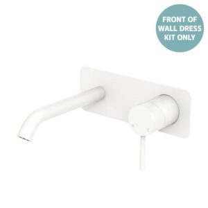 Kaya Basin/Bath Wall Mixer Rectangular Plate 160mm Outlet Matte White Trim Kit ONLY