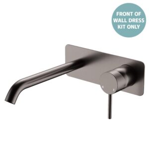 Kaya Basin/Bath Wall Mixer Rectangular Plate 200mm Outlet Gun Metal Trim Kit ONLY LF