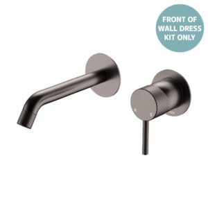 Axle Wall Basin/Bath Mixer Small Round Plates 160mm Outlet Gun Metal Trim Kit ONLY