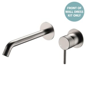 Axle Wall Basin/Bath Mixer Small Round Plates 200mm Outlet Brushed Nickel Trim Kit ONLY