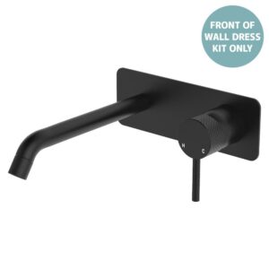 Axle Wall Basin/Bath Mixer Rectangular Plate 200mm Outlet Matte Black Trim Kit ONLY