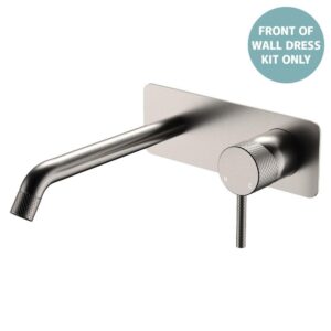 Axle Wall Basin/Bath Mixer Rectangular Plate 200mm Outlet Brushed Nickel Trim Kit ONLY
