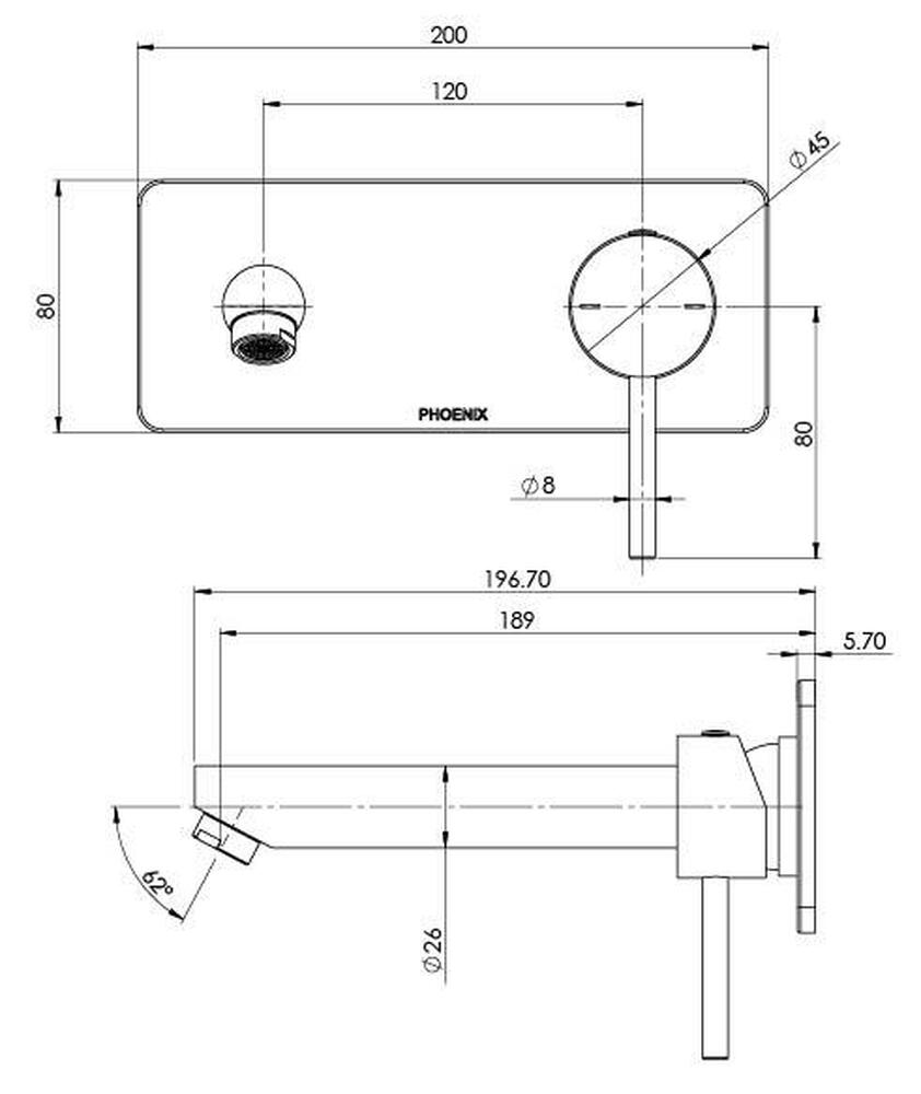 Pina Wall Basin/Bath Mixer Set Trim Kit Only Brushed Nickel LF - Image 2