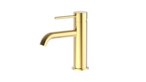 Otus Slimline Basin Mixer Curved Outlet Brushed Gold