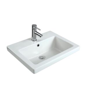 Kyra 024 Ceramic Basin Inset 550x430mm 1TH OF White