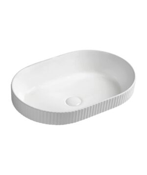 Cleo 550 Basin Inset Fluted Super Elipse White Gloss