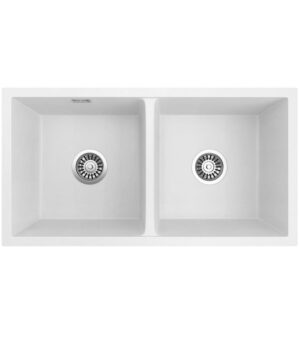 Oros 820 Arqstone Sink Double Bowl 750x440mm 0TH OF White