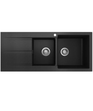 Oros 1160 Arqstone Sink 1.75 Bowl 1160x500mm 1TH OF LH Drainer Black