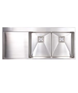 Tetra 1150 Blade Sink Double Bowl 1150x500mm 1TH LH Drainer Satin S/S