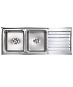 Kubic 200 Sink Double Bowl 1200x500mm 1TH RH Drainer Silk S/S