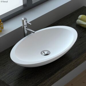 Bahama Oval Cast Stone Basin NTH Matte White