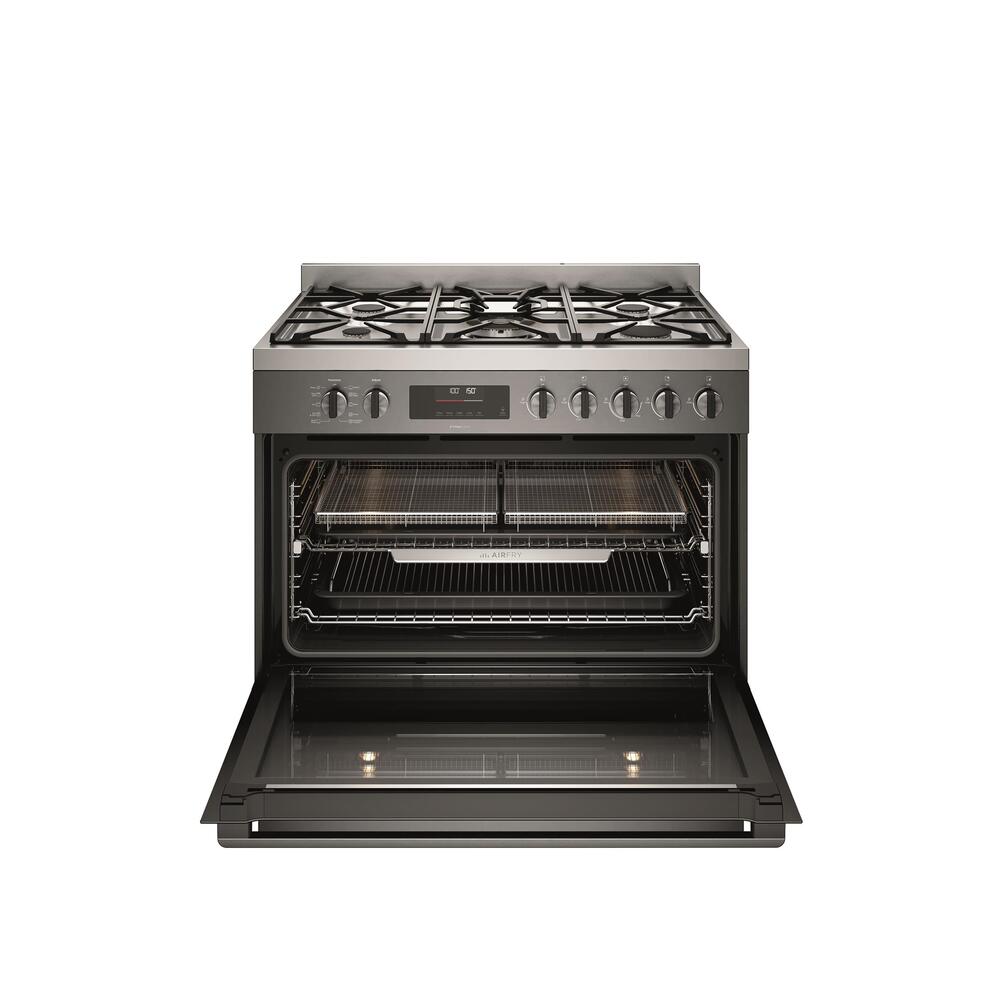 Dual Fuel Cooker 90cm Air Fryer,Steam,Pyrolytic,5 Burner Gas Hob With Wok Dark SS - Image 4