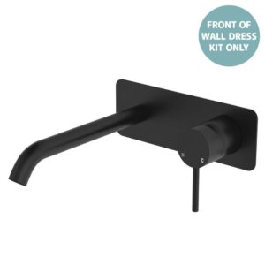 Kaya Basin/Bath Wall Mixer Rectangular Plate 200mm Outlet Matte Black Trim Kit ONLY