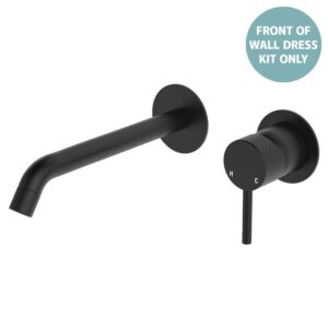 Axle Wall Basin/Bath Mixer Small Round Plates 200mm Outlet Matte Black Trim Kit ONLY