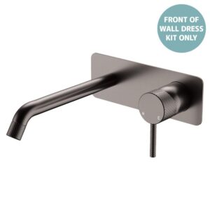 Axle Wall Basin/Bath Mixer Rectangular Plate 200mm Outlet Gun Metal Trim Kit ONLY