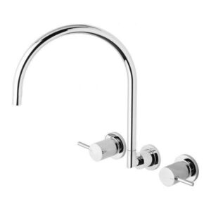 Vivid Pin Wall Sink Set Gooseneck Outlet Chrome LF