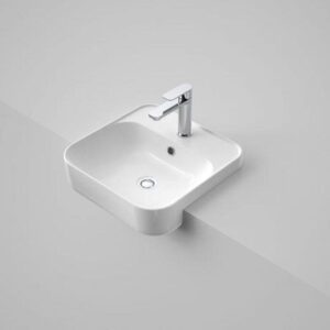 Tribute Sculptural Square 420mm Semi-Recessed Basin 1TH With Overflow