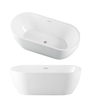 Arko 122 Freestanding Bath 1500 White Gloss Intergrated Slim O/F
