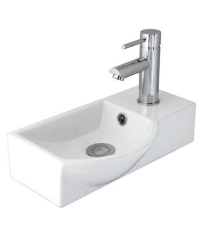Syros 405 Ceramic Basin Wall 405x220mm RH 1TH OF White