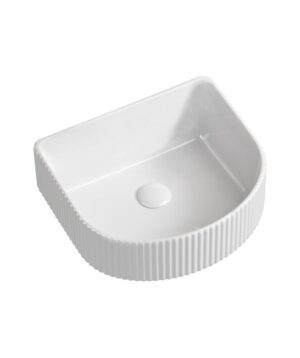 Cleo 402 Basin Fluted D Shape White Gloss