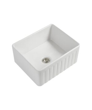 Cleo 610 Fluted Ceramic Sink Gloss White