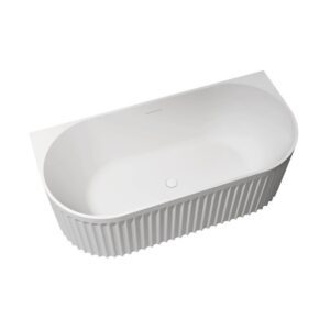 Aireys FLUTED Oval Back To Wall Bath White 1700mm