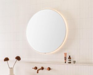 Sera Round LED Mirror 750mm Matte White Frame
