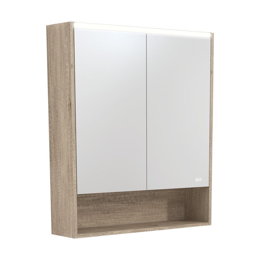 LED Mirror Cabinet With Shelf 750mm Scandi Oak Side Panels & Shelf