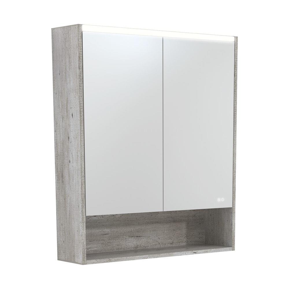 LED Mirror Cabinet With Shelf 750mm Industrial Side Panels & Shelf