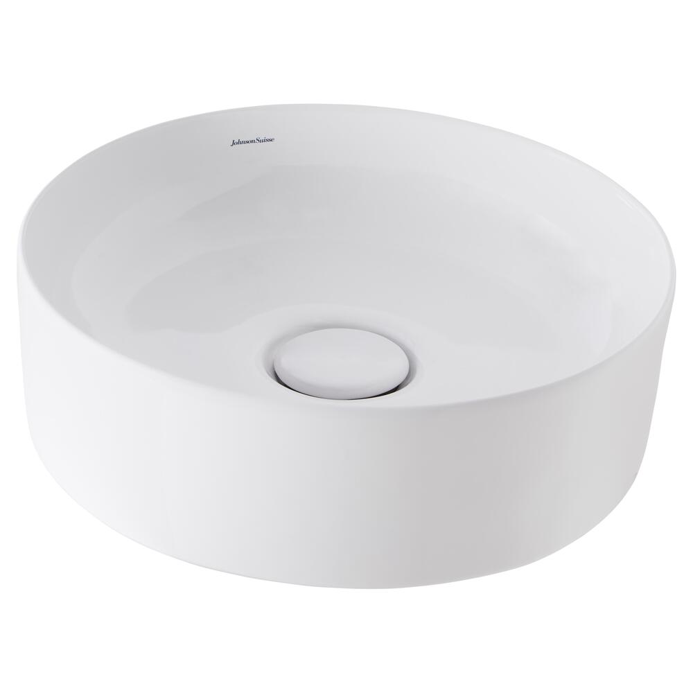 Venezia Round Counter Top Basin 390mm White/Ceramic Waste Cover