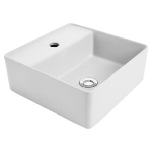 Venezia Square Counter Top Basin 350mm White with Chrome Pop Up Waste