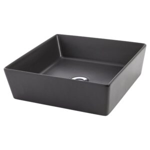 Venezia Square Counter Top Basin 380mm Graphite Chrome Pop Up Waste