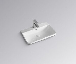 New York Rect Semi Inset Basin 600x400x160mm OF 1TH White