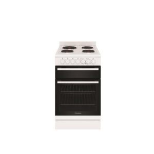 Electric Upright Cooker 54cm Seperate Grill 4 Zone Solid Cooktop White