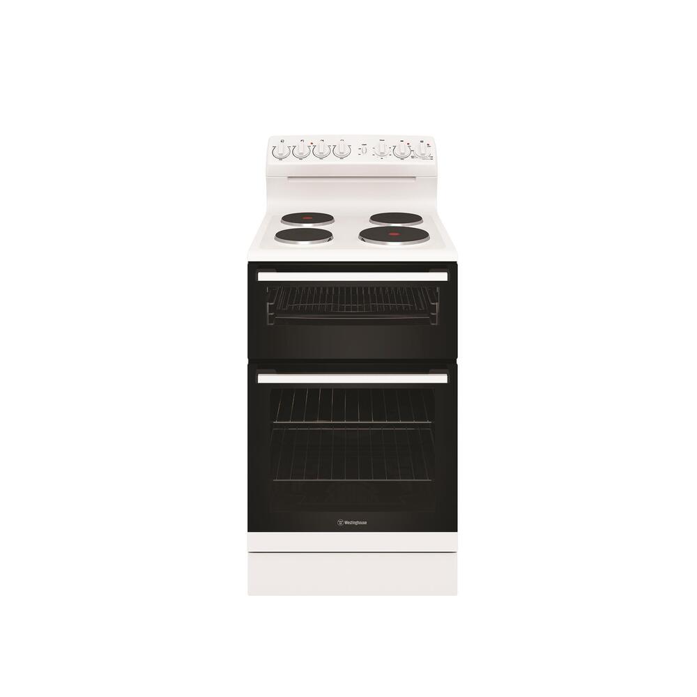 Electric Cooker 54cm Conventional Oven Seperate Grill 4 Solid Hotplates White