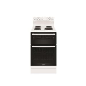 Electric Upright Cooker 54cm Seperate Grill 4 Solid Hotplates White