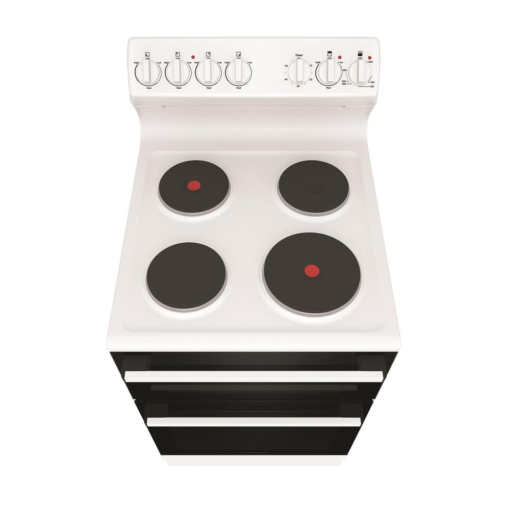 Electric Upright Cooker 54cm Seperate Grill 4 Solid Hotplates White - Image 3